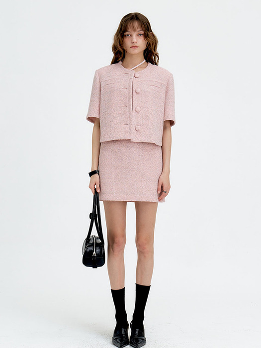 24 Summer_ Pink Tweed Skirt