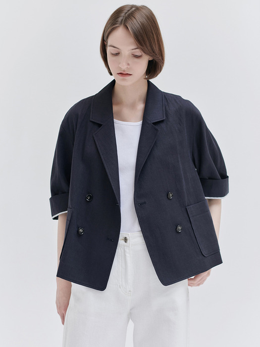 24MN linen crop casual jacket [NA]