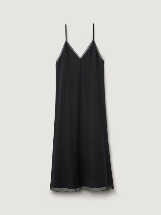 Sheer patch layered dress - Black