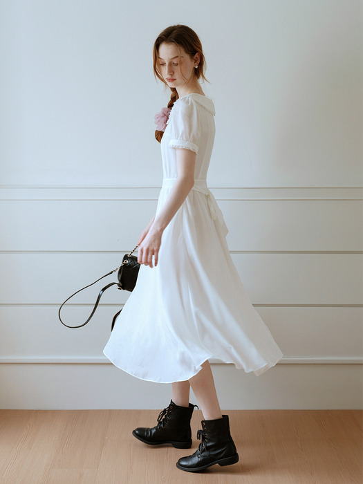 Cest_White doll collar chiffon dress