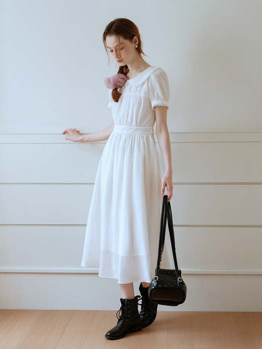 Cest_White doll collar chiffon dress