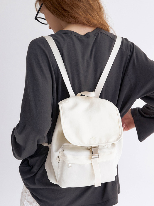 Mini Flap Backpack (Cream)