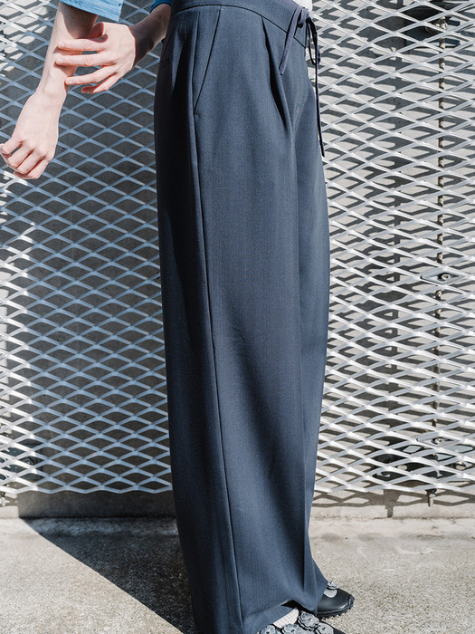 COMBI WAIST TUCK PANTS_CHARCOAL