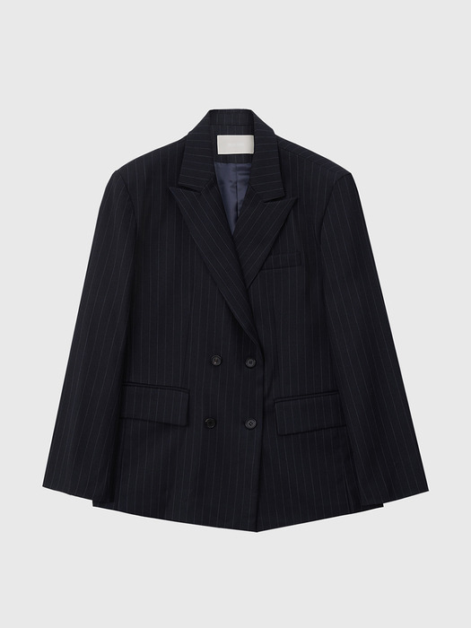 Striped Three Set-up Suit Double-brest Wool Jacket