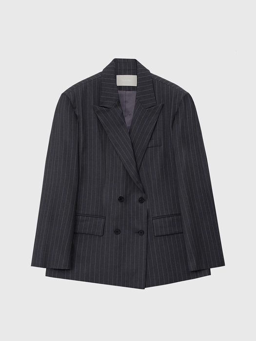 Striped Three Set-up Suit Double-brest Wool Jacket