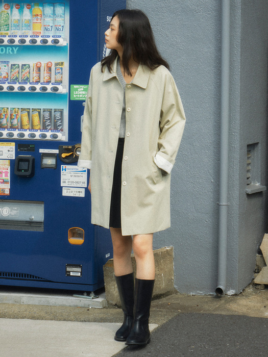 Stitch raglan trench coat_Khaki beige