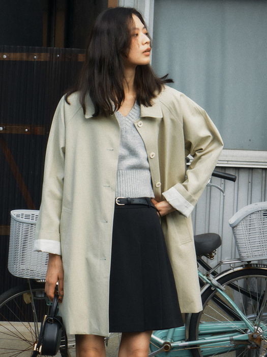 Stitch raglan trench coat_Khaki beige