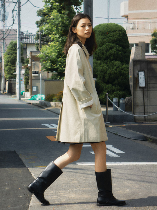 Stitch raglan trench coat_Khaki beige