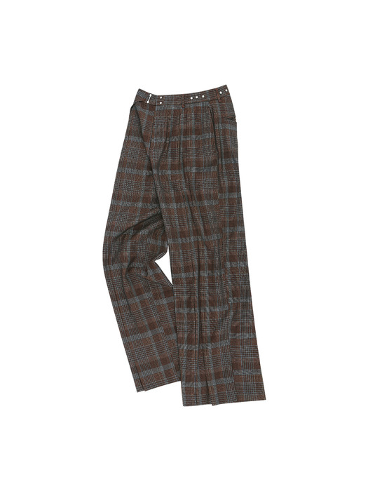 SOE CHECK WRAP TROUSERS apa753m(BROWN)