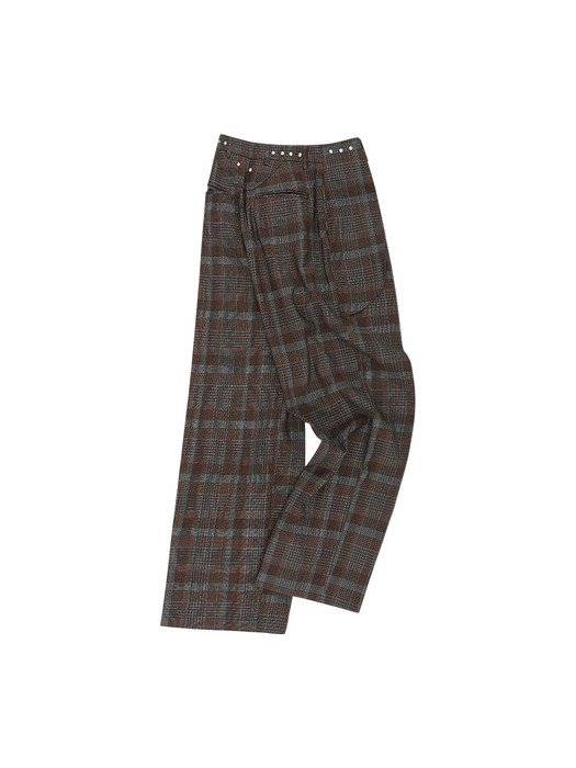 SOE CHECK WRAP TROUSERS apa753m(BROWN)