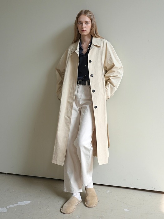 HIDDEN BUTTON TRENCH COAT / BEIGE