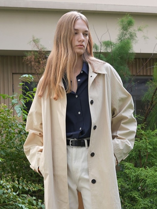 HIDDEN BUTTON TRENCH COAT / BEIGE