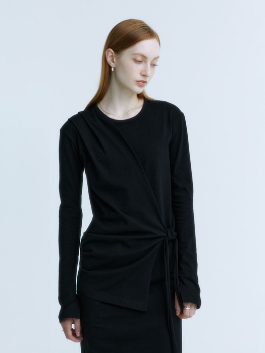 NU MARTINELLI Draped Layered Jersey Dress_Black