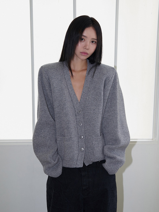 24FW balloon short boxy knit cardigan