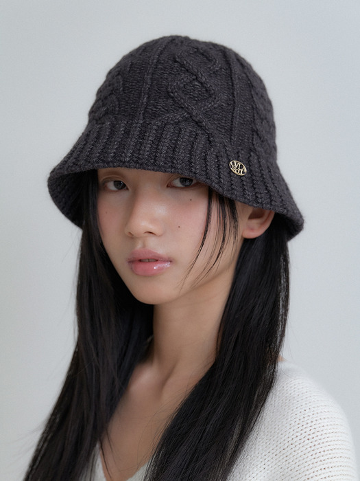 bokashi twist patterned feminine bucket hat_charcoal HA028