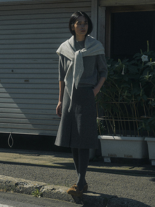 HAMP WOOL HALF SKIRT_CHARCOAL