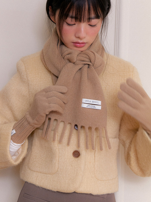 (선물포장) (WOOL 100) golgi gloves and muffler set