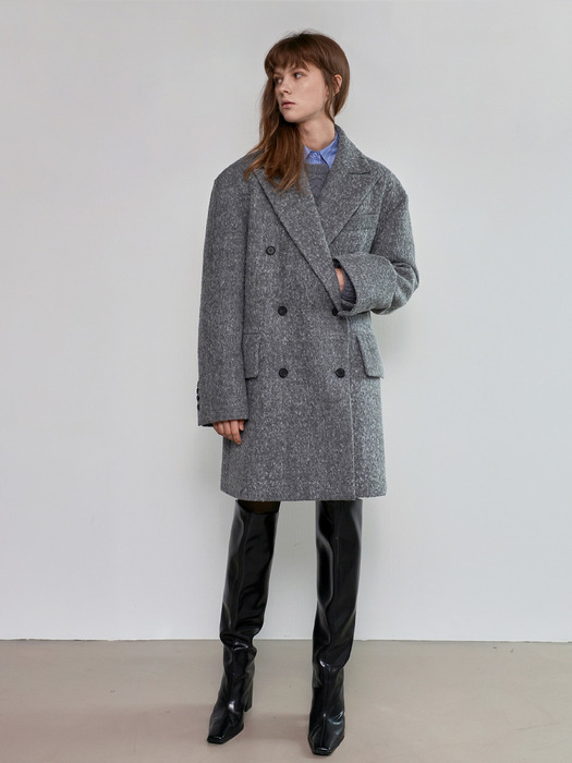 Half-length Oversized fit Double Coat _ Grey