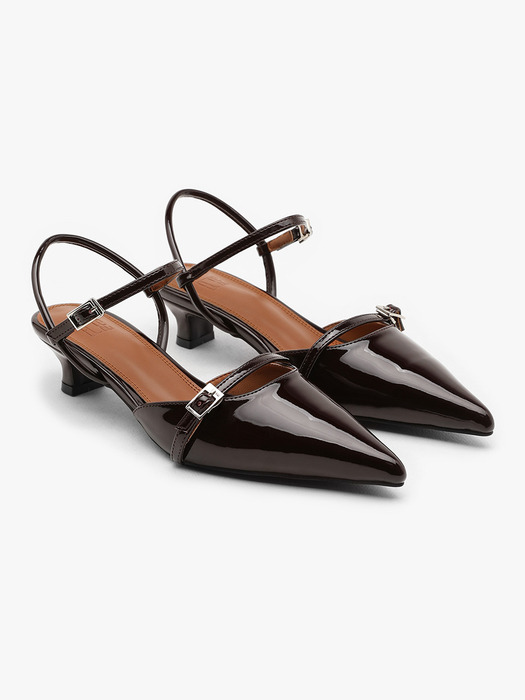 KIIV Enamel Buckle Strap Pumps (2color)