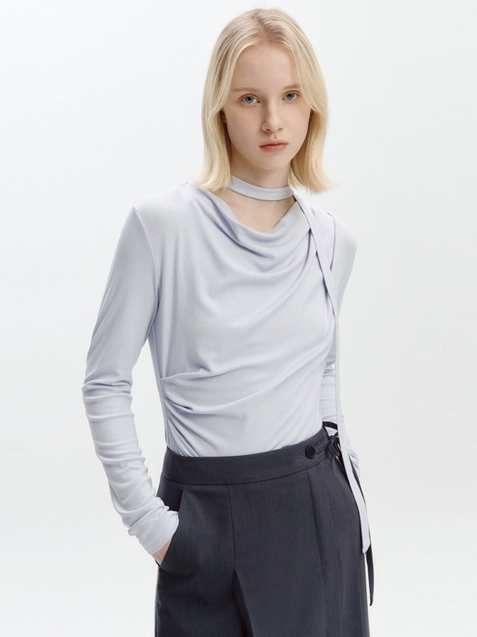 Cowl-neck Draped T-blouse