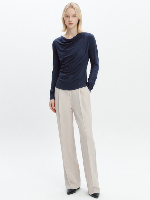 Cowl-neck Draped T-blouse