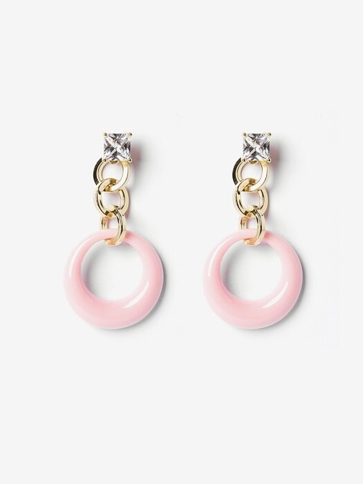 romantic hole earring Pink