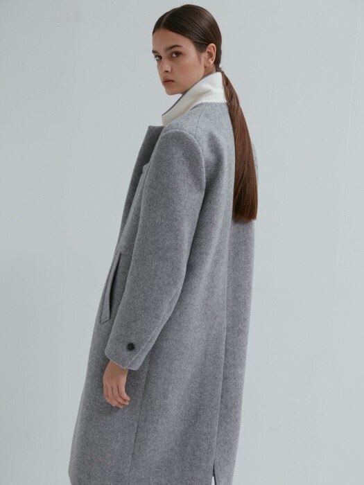 unit | Coat Harringbone Single Wool Melange Light Gray
