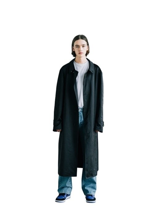 Single Breasted Trench Coat(Black)