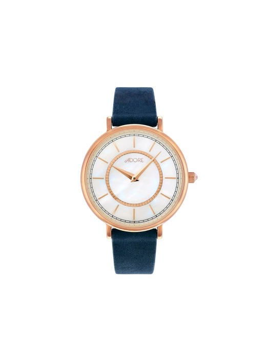 NATURALE 33MM NAVY LEATHER WATCH (RG/MOP)