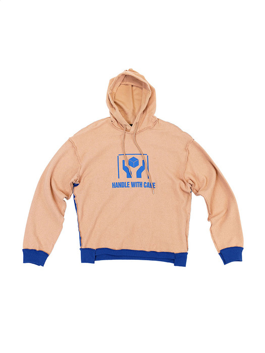 Beige/Blue  Handle With Care Inside-Out Hoodie (Genderless)