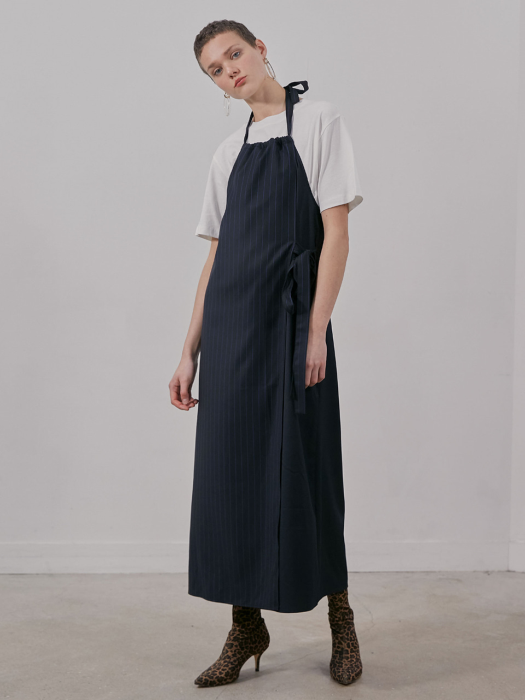 R HALF STRIPE HALTERNECK DRESS