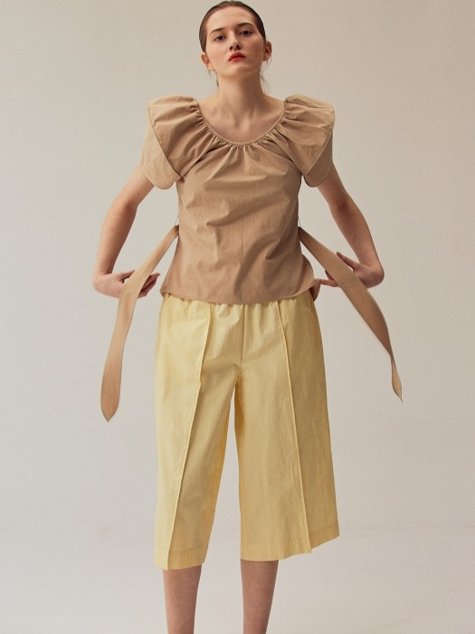 Front pintuck wide pants_summer yellow