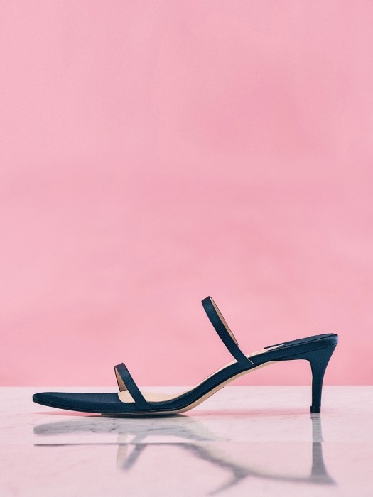 Two-Strap Heel (Navy Silk)