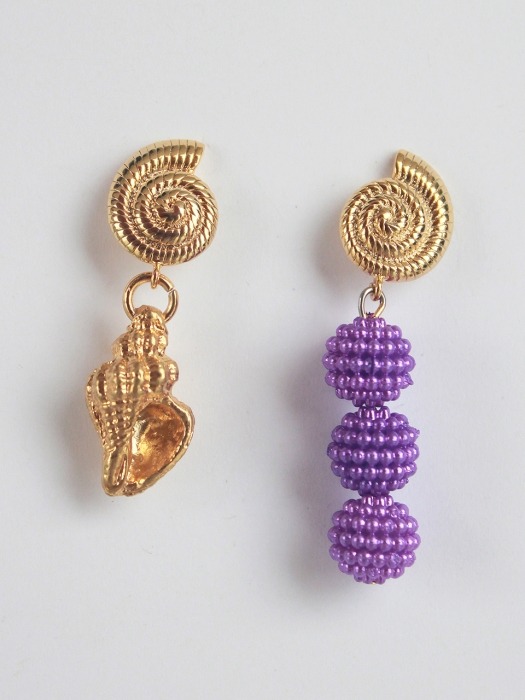 Aloha drop earring (Gold + Purple)