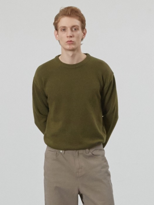 Cashmere Crew neck Sweater (Olive Green)