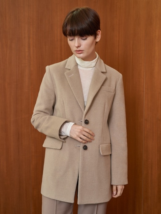 2-button single wool jacket - beige