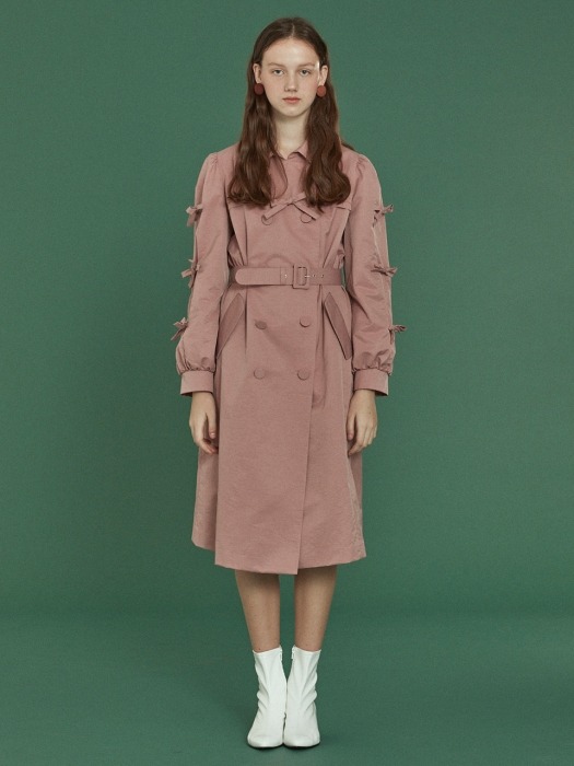 Ribbon Trench Coat _ Pink