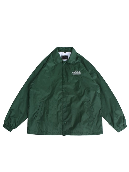 W.F.M Logo Embroidered Nylon Coaches Jacket (Forest Green)