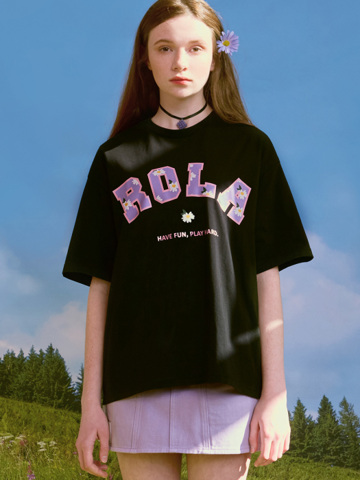 (TS-20301) FLOWER ROLA T-SHIRT BLACK