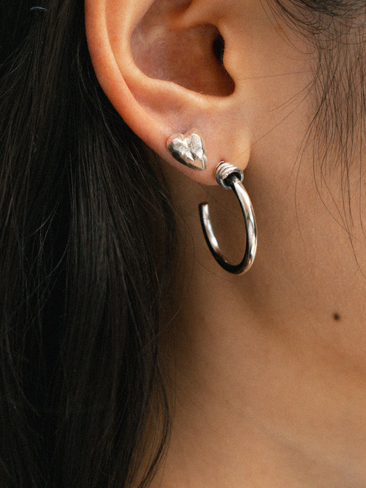 tiny love earring silver