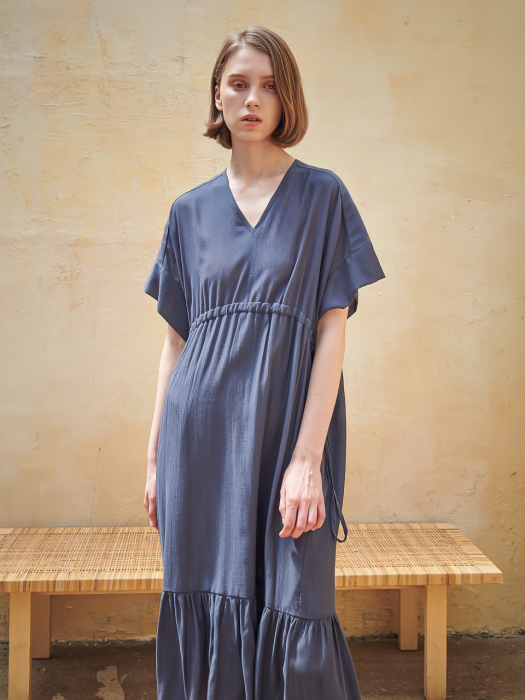V Neck Relaxed Strap One-Piece_Navy