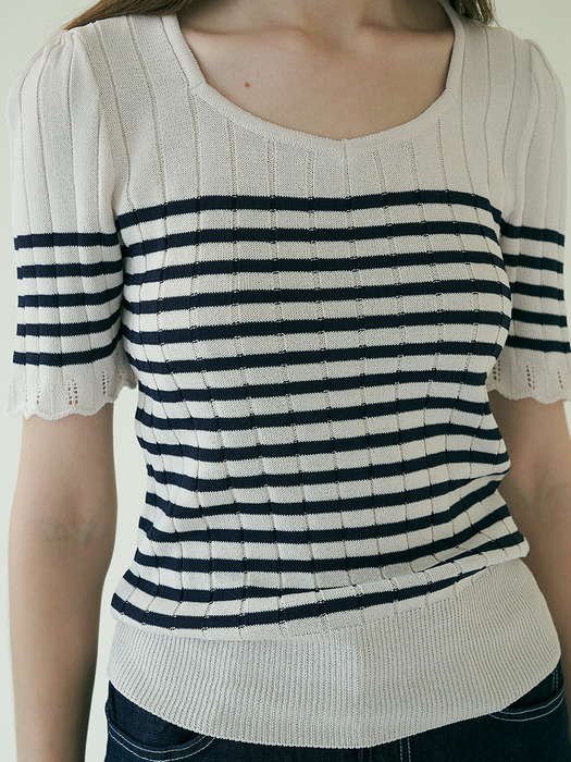 comos374 stripe square knit (beige)