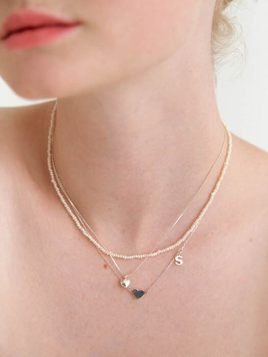 initial and heart necklace (Silver 925)