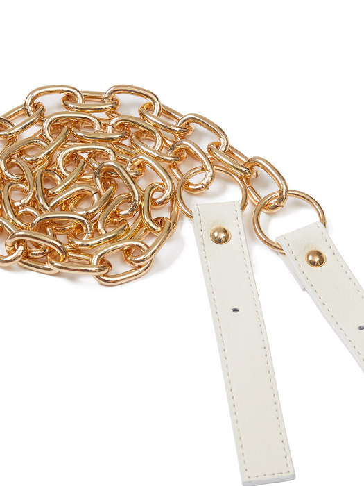 Leather Buckle Chain Strap in Ivory_VX0AX0600