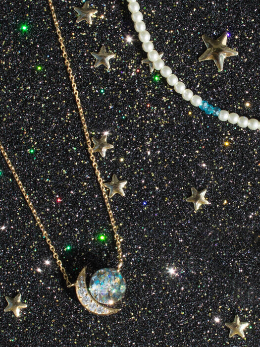 Luna and Planetary Birth Snowball Necklace SET