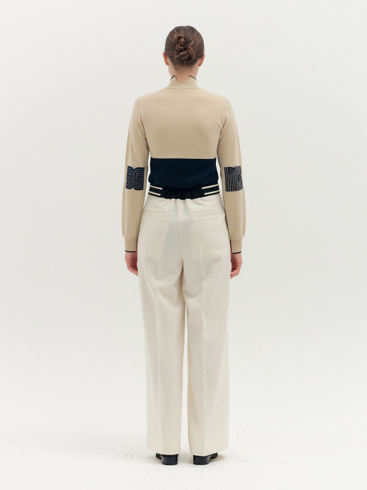 QUOLLY Paneled Turtleneck Pullover - Beige