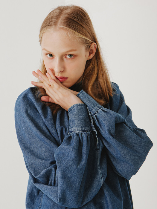 planet-68 high neck denim blouse_blue