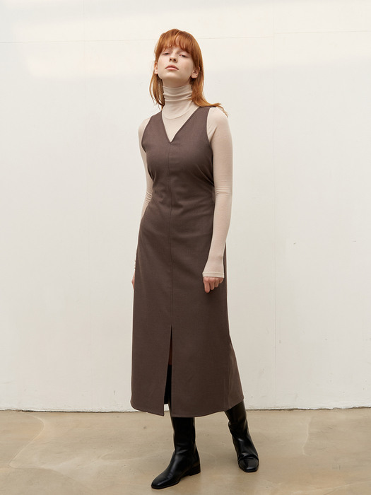 Reversible vest dress - Mocha brown