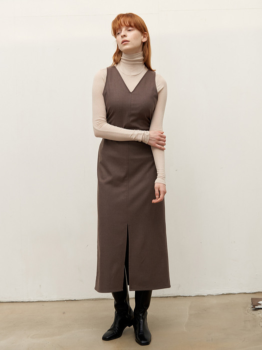 Reversible vest dress - Mocha brown