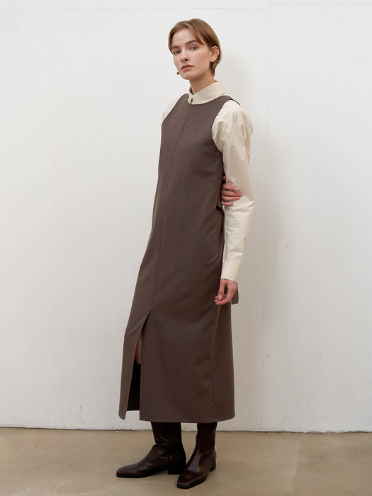 Reversible vest dress - Mocha brown